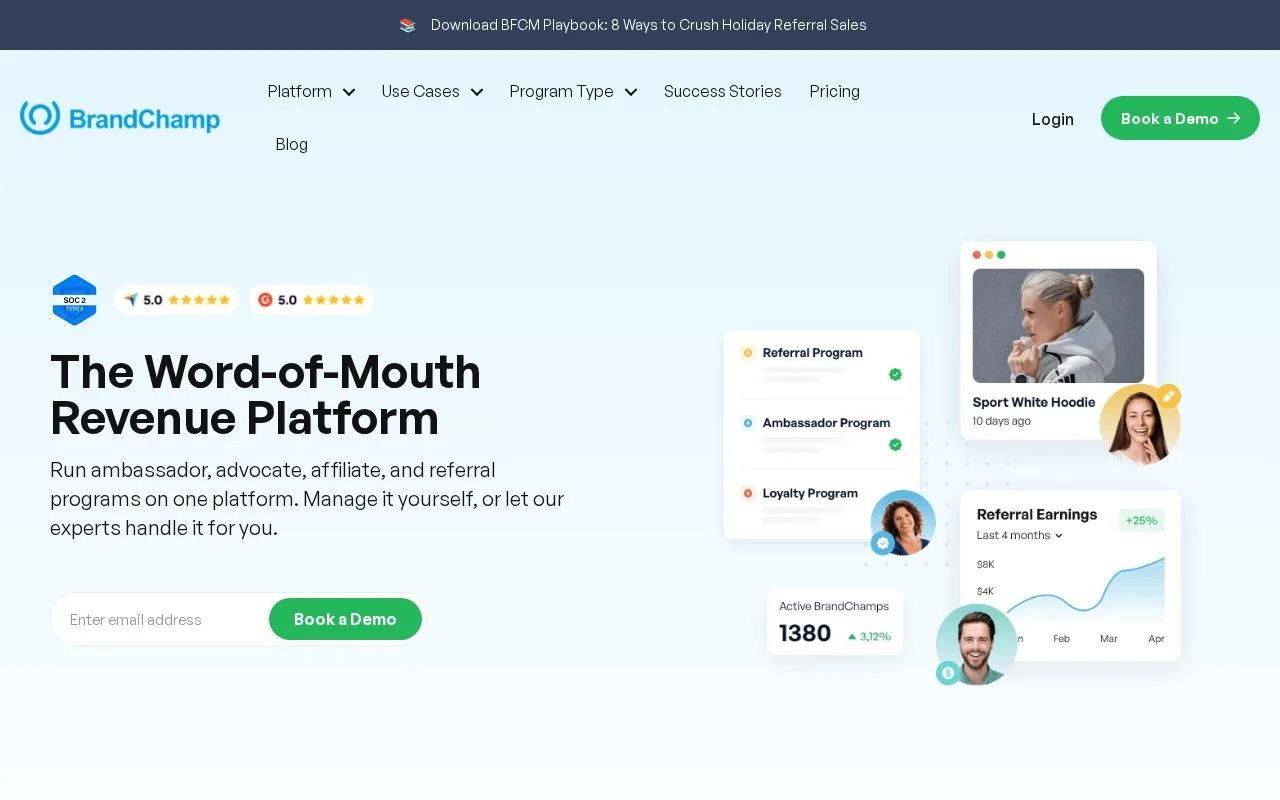 Screenshot of the BrandChamp homepage