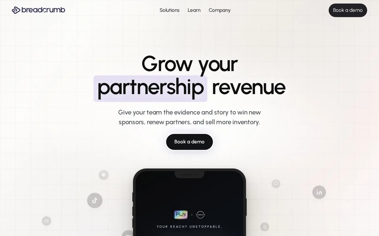 Screenshot of the Breadcrumb homepage