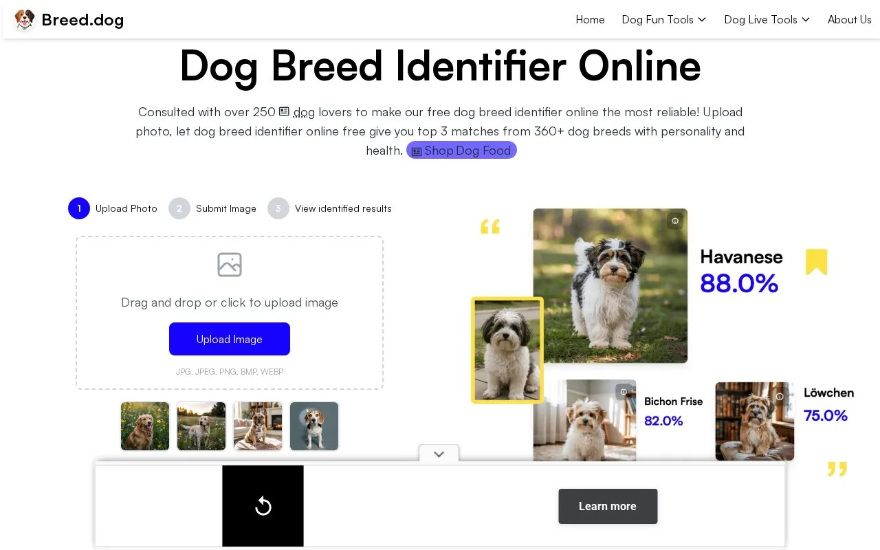Screenshot of the Breed.Dog homepage