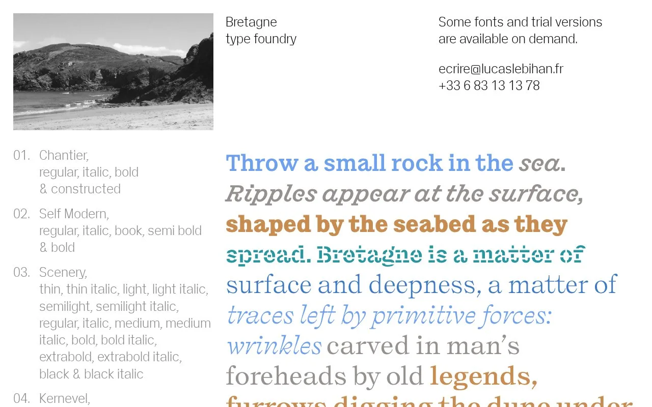 Screenshot of the Bretagne homepage