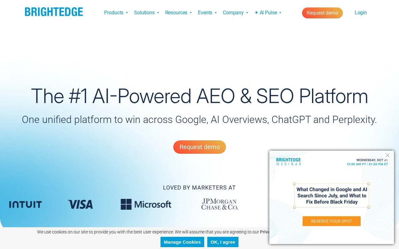 Screenshot of the BrightEdge homepage