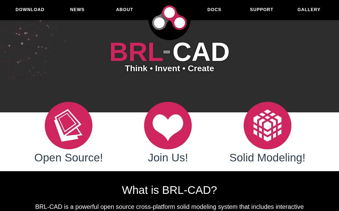Screenshot of the BRL-CAD homepage