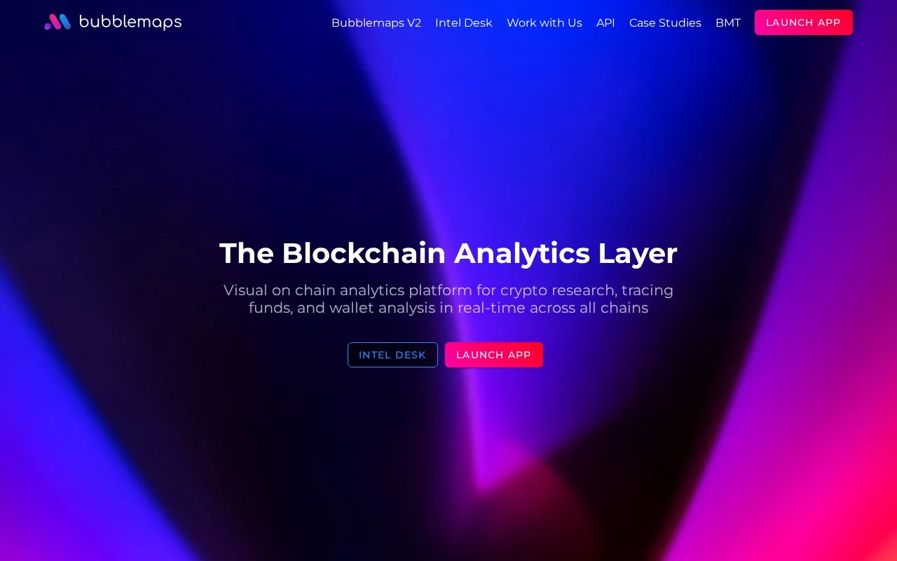Screenshot of the Bubblemaps homepage