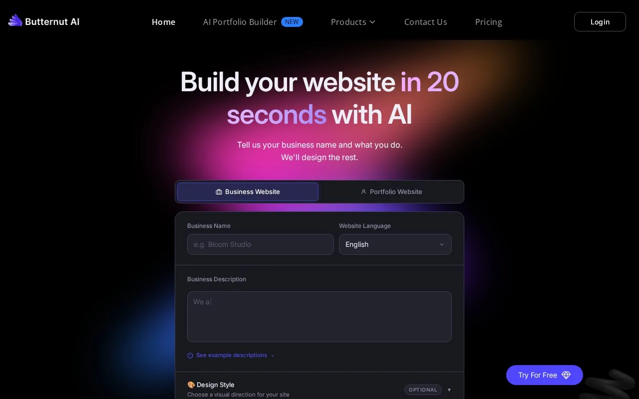 Screenshot of the Butternut.ai homepage