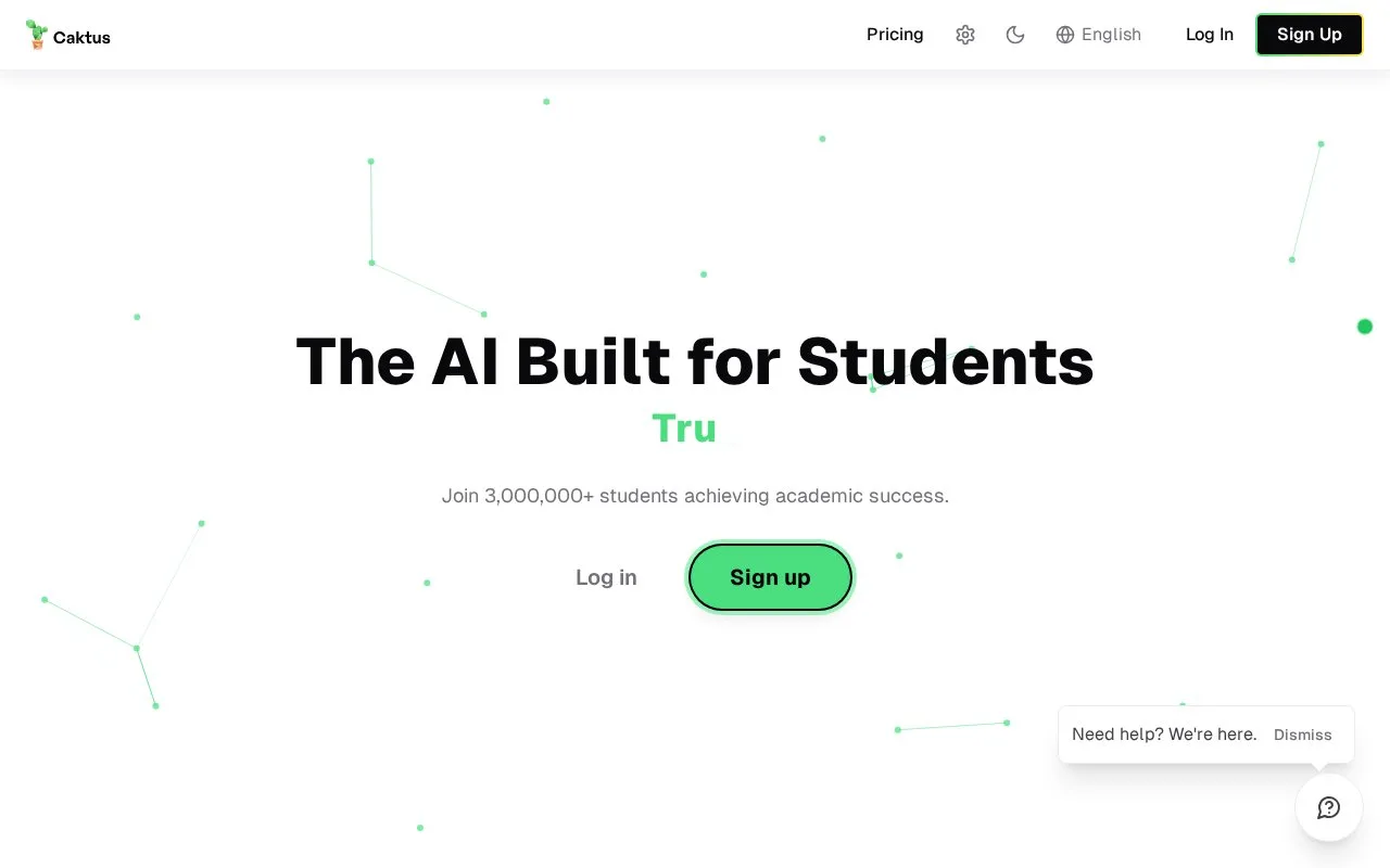 Screenshot of the Caktus AI homepage