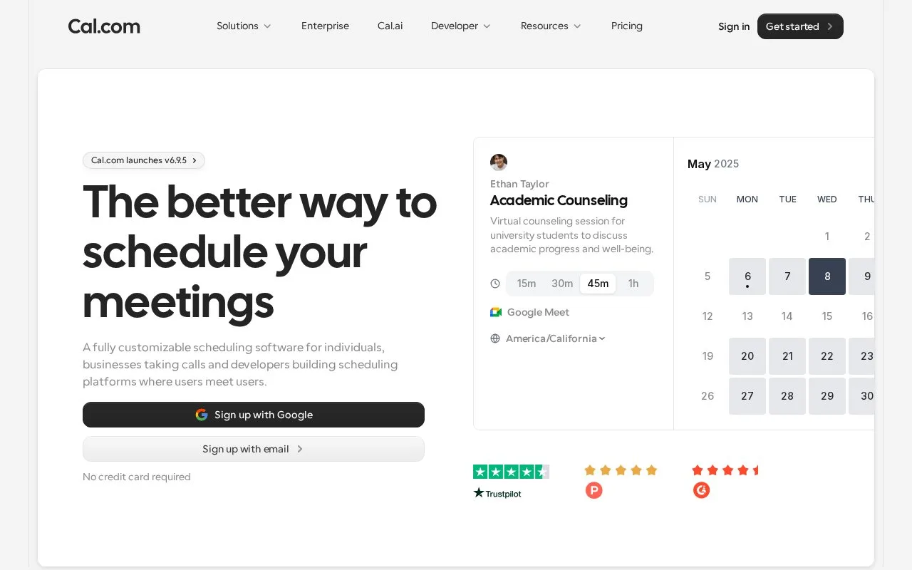 Screenshot of the Cal.com homepage