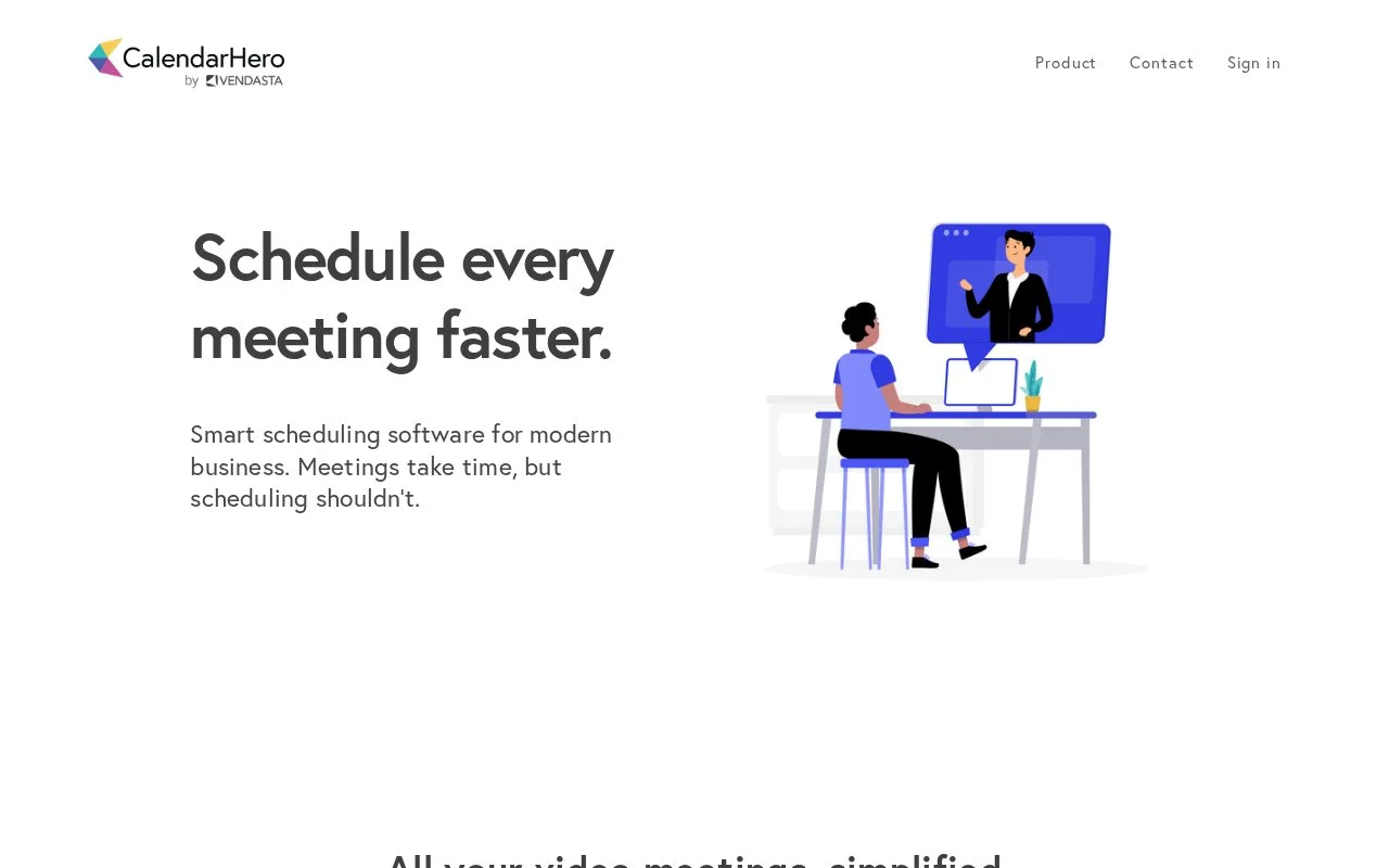 Screenshot of the CalendarHero homepage
