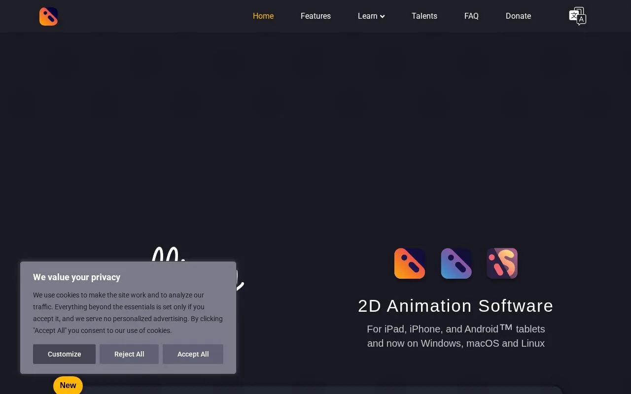 Screenshot of the Callipeg homepage