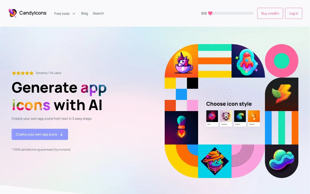 Screenshot of the CandyIcons homepage
