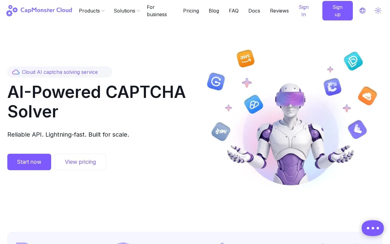 Screenshot of the CapMonster Cloud homepage