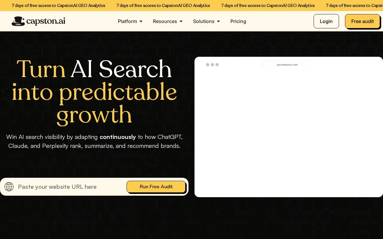 Screenshot of the CapstonAI homepage