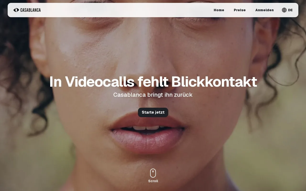 Screenshot of the Casablanca homepage