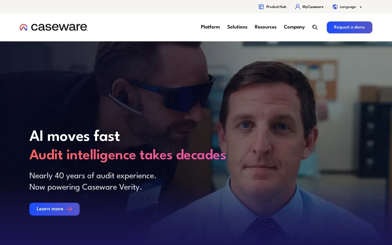 Screenshot of the Caseware homepage
