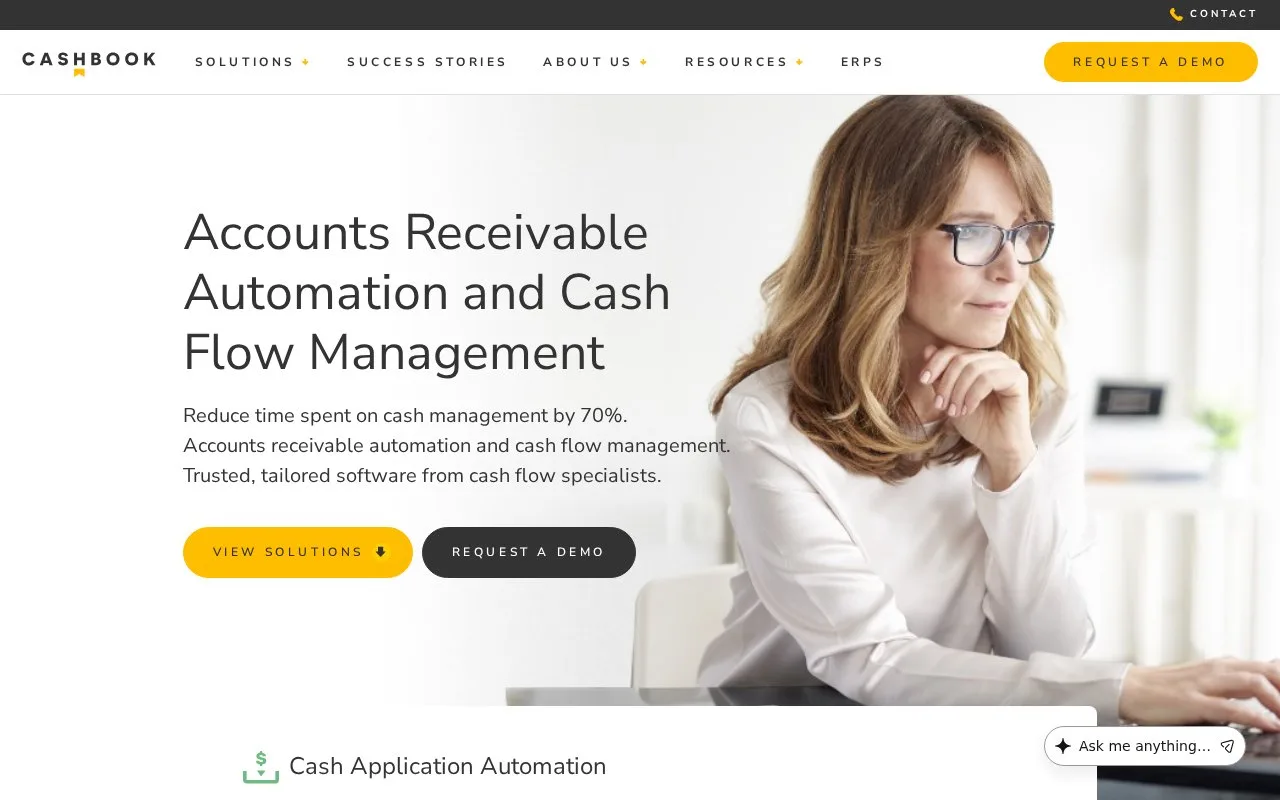 Screenshot of the Cashbook homepage