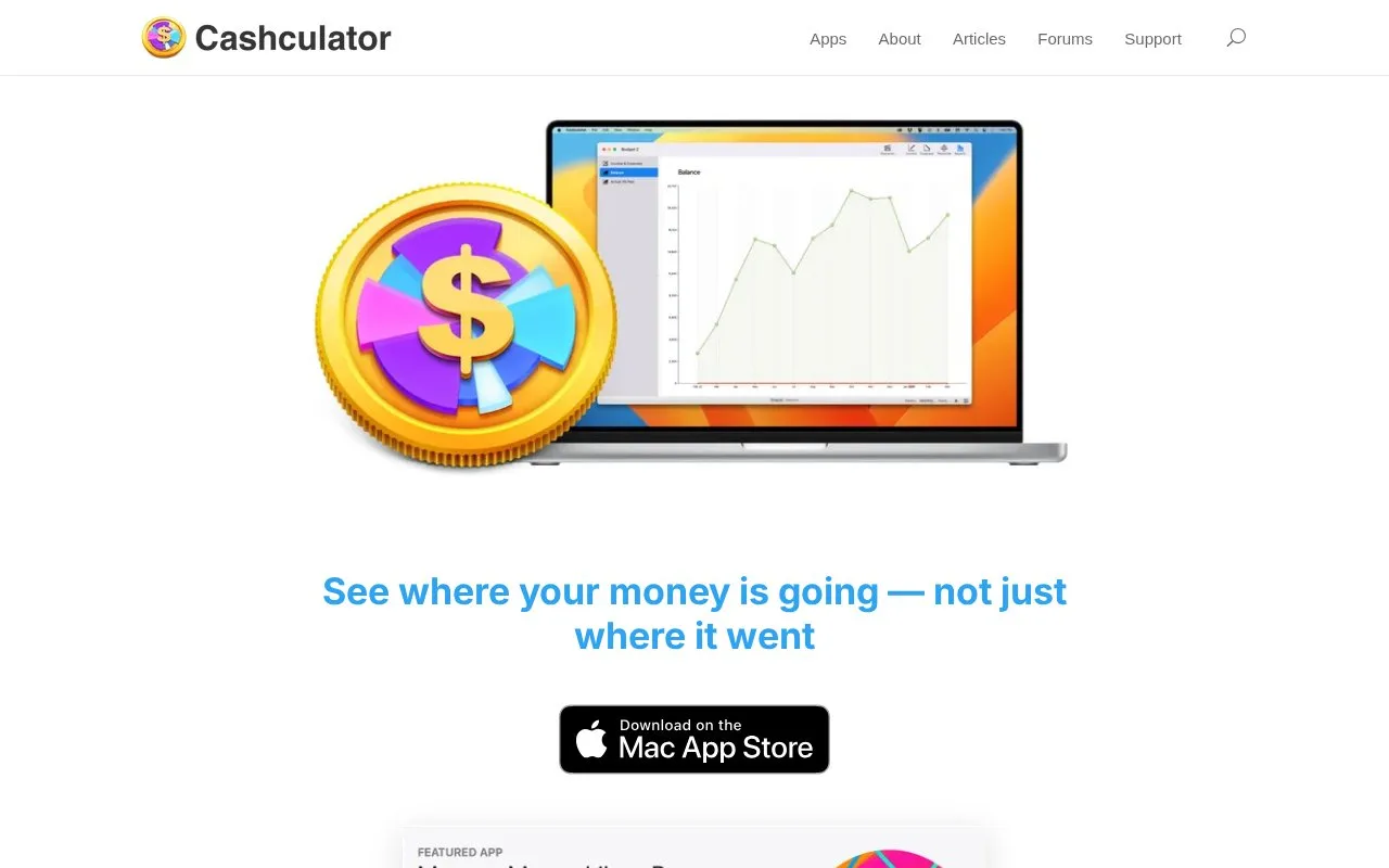 Screenshot of the Cashculator homepage