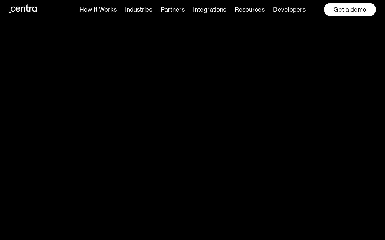 Screenshot of the Centra homepage