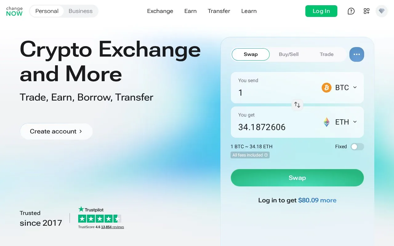 Screenshot of the ChangeNOW homepage
