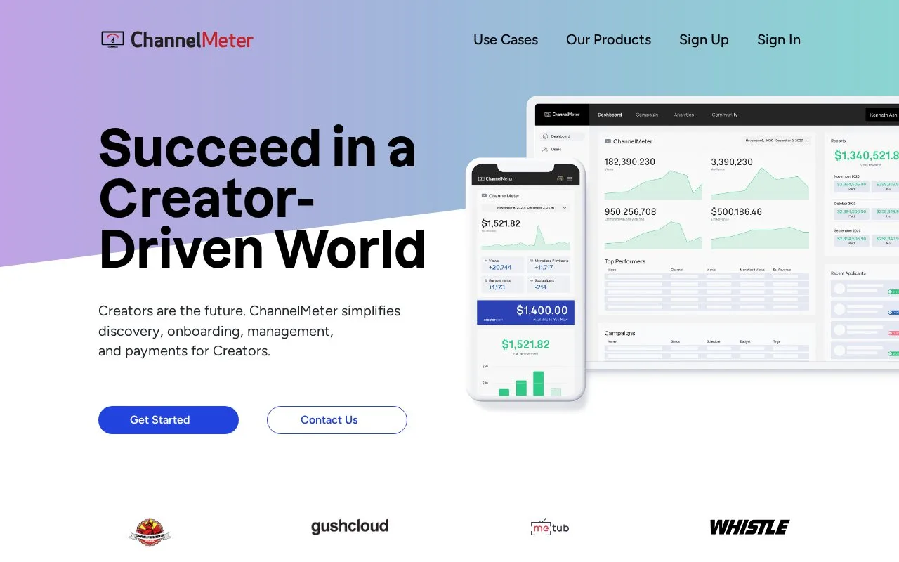 Screenshot of the ChannelMeter homepage