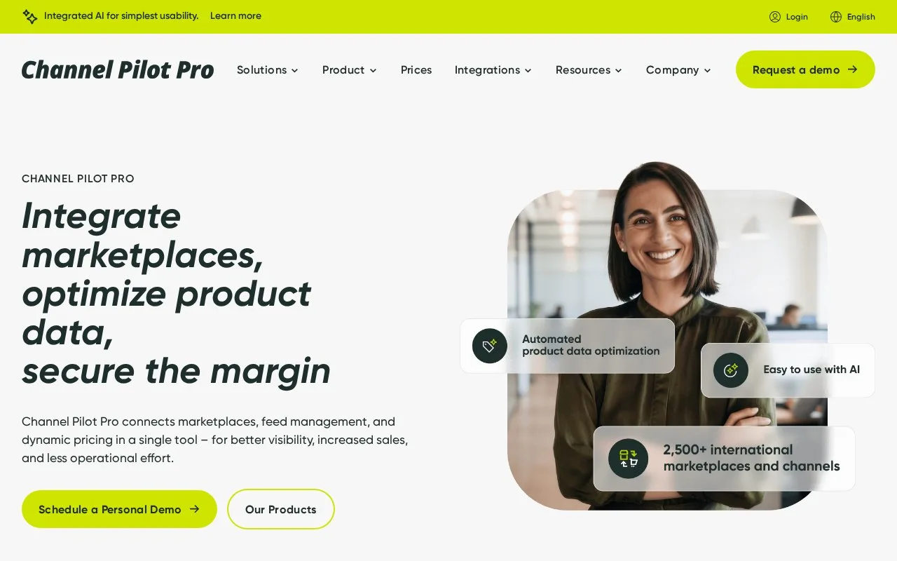 Screenshot of the Channel Pilot Pro homepage