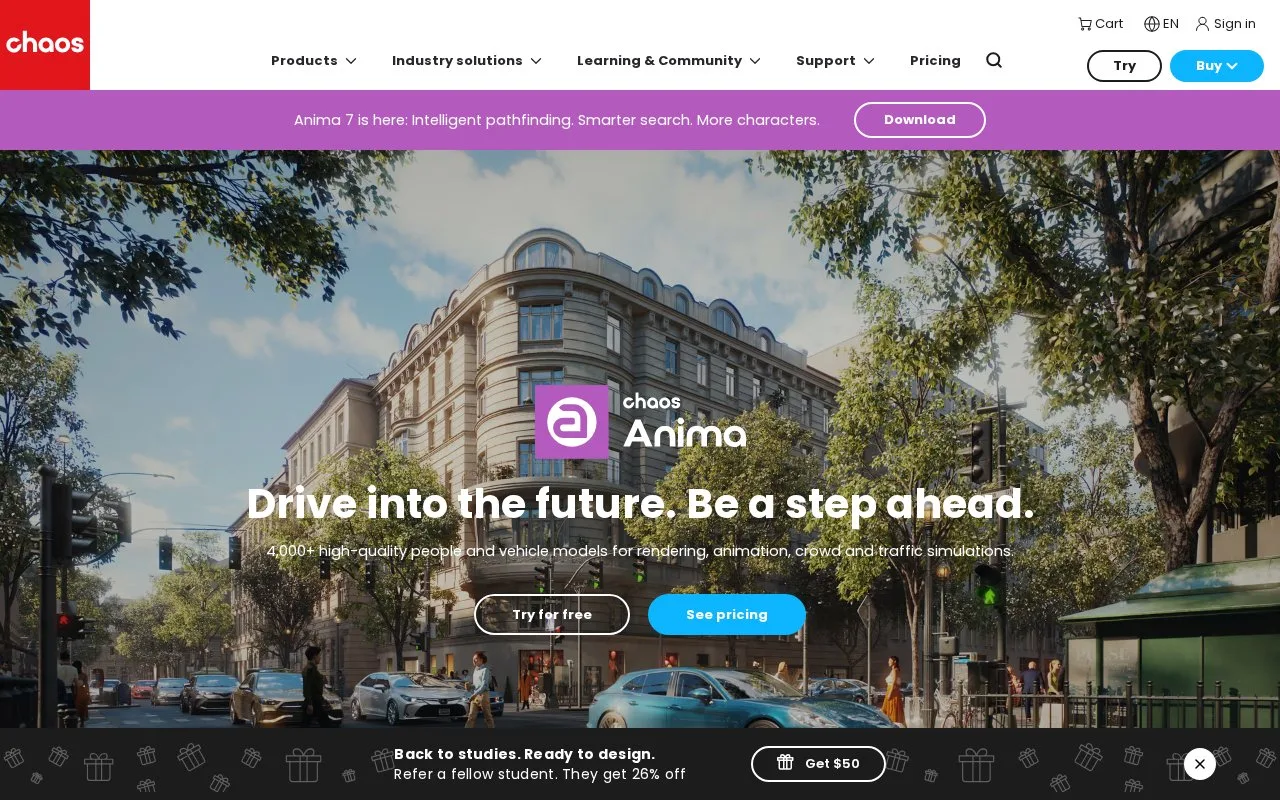 Screenshot of the Chaos Anima homepage