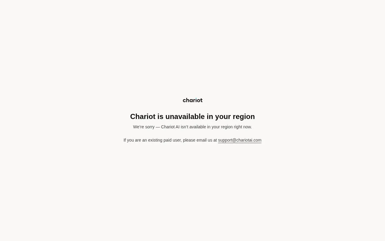Screenshot of the Chariot homepage