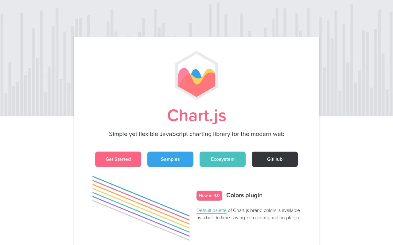 Screenshot of the Chart.js homepage