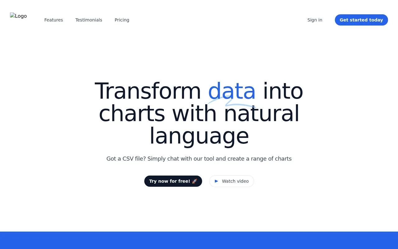 Screenshot of the Chat2CSV homepage