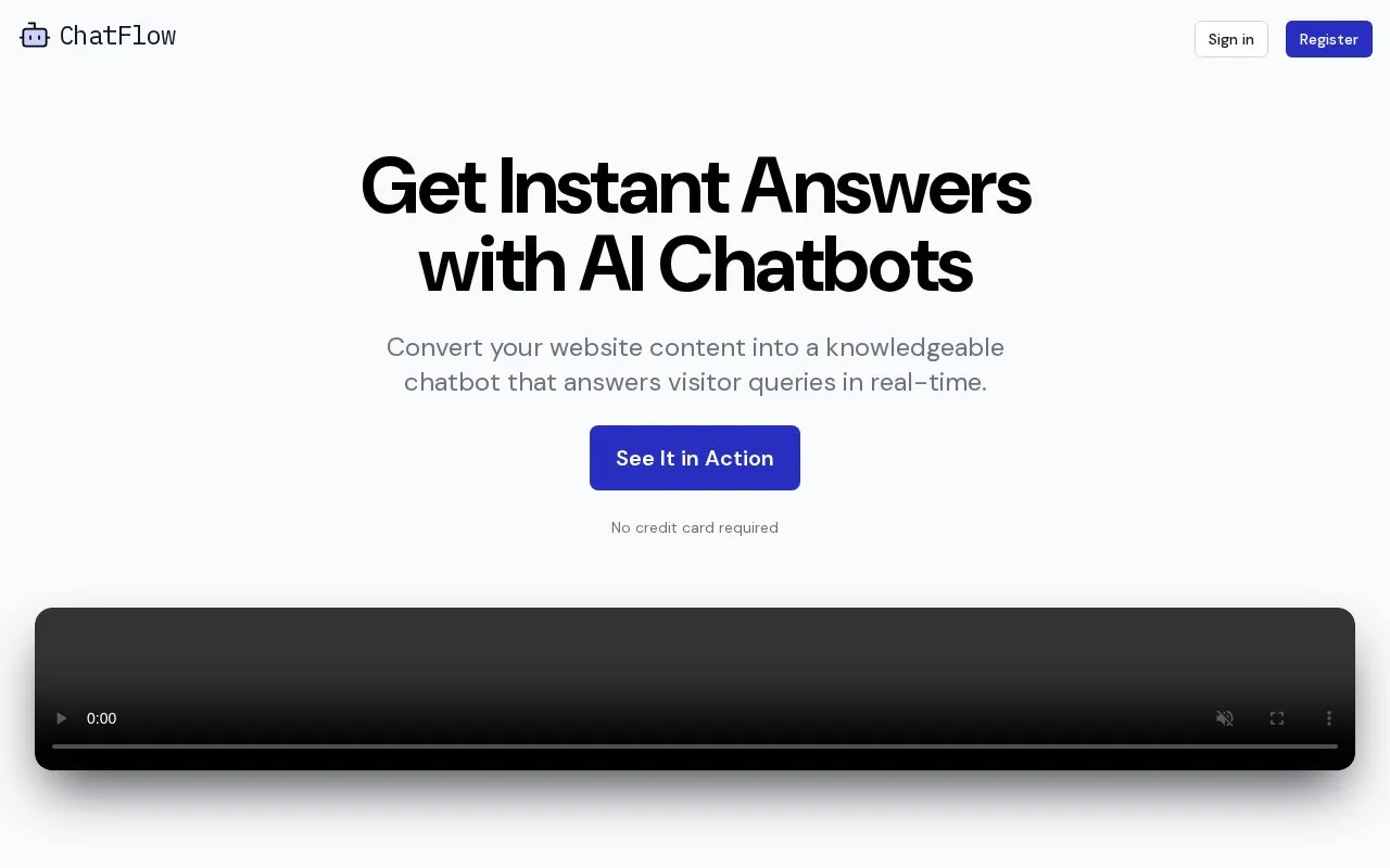 Screenshot of the ChatFlow homepage
