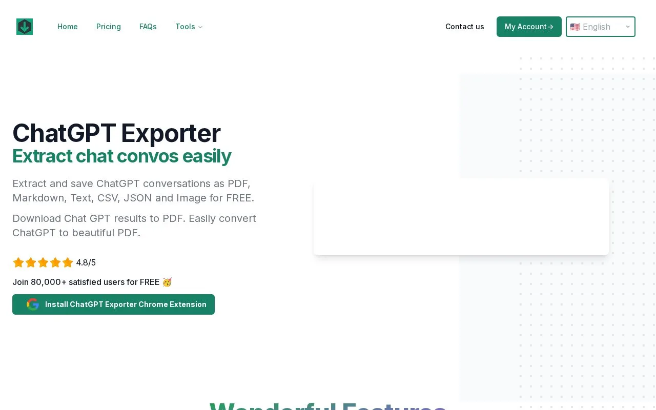 Screenshot of the ChatGPT Exporter homepage