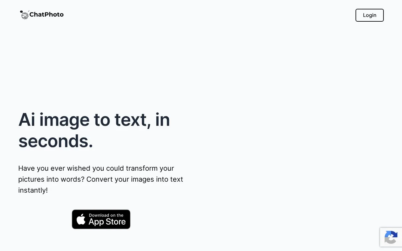 Screenshot of the ChatPhoto homepage
