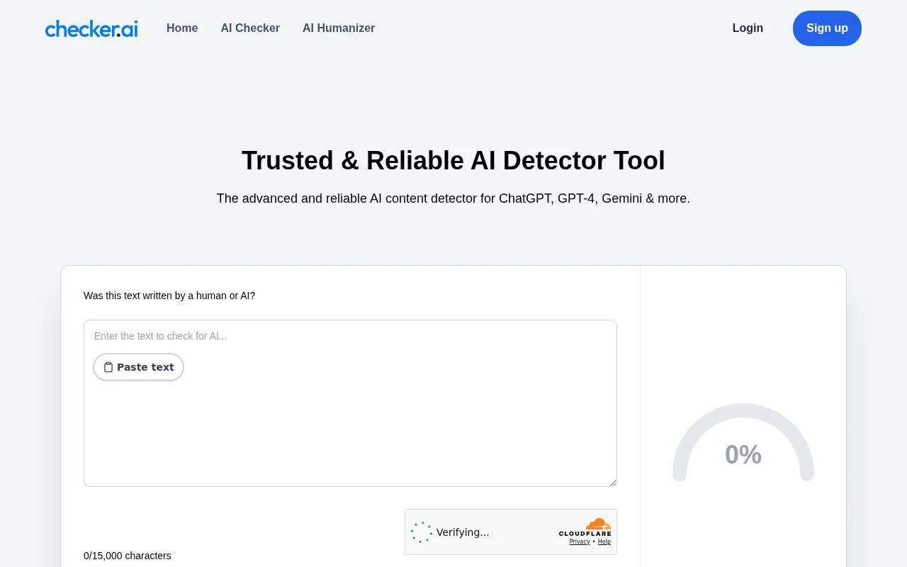 Screenshot of the Checker.ai homepage