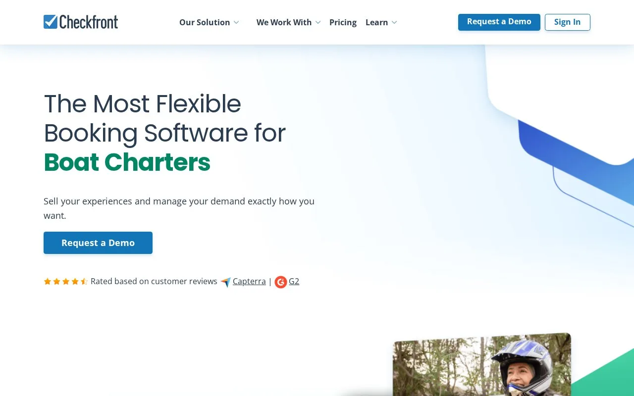 Screenshot of the Checkfront homepage