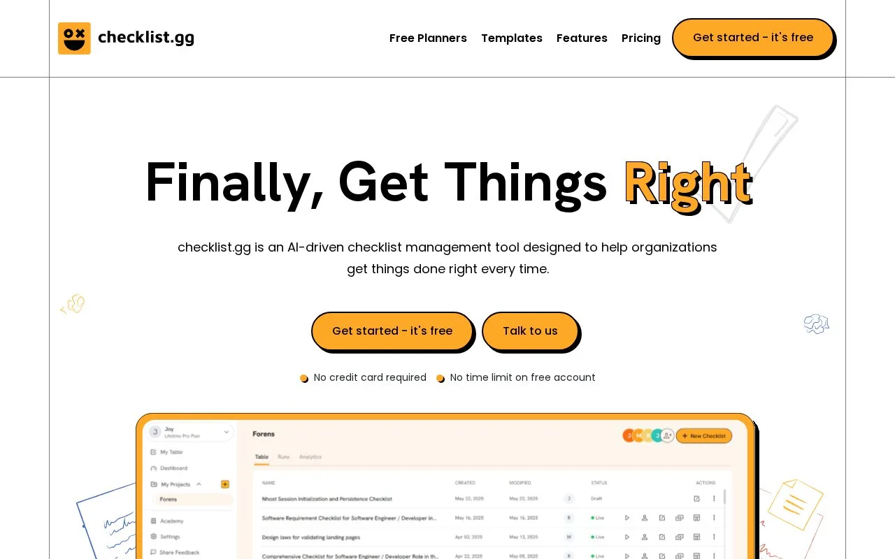 Screenshot of the checklist.gg homepage
