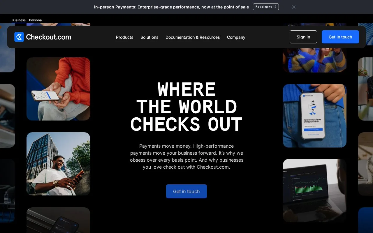 Screenshot of the Checkout.com homepage