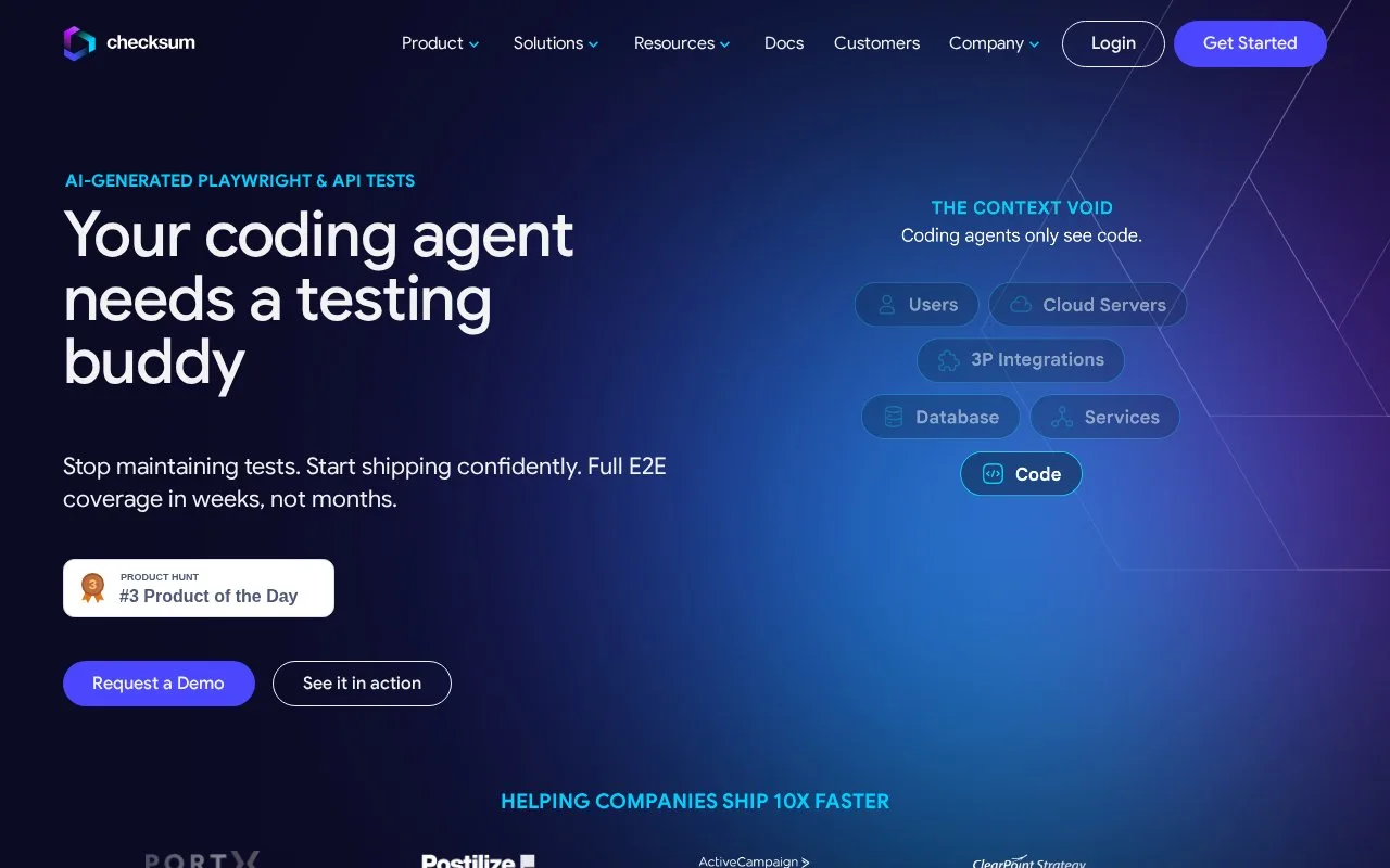 Screenshot of the Checksum homepage
