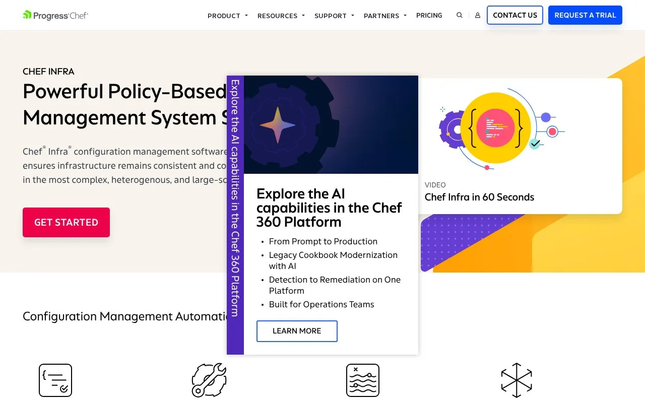 Screenshot of the Chef Infra homepage