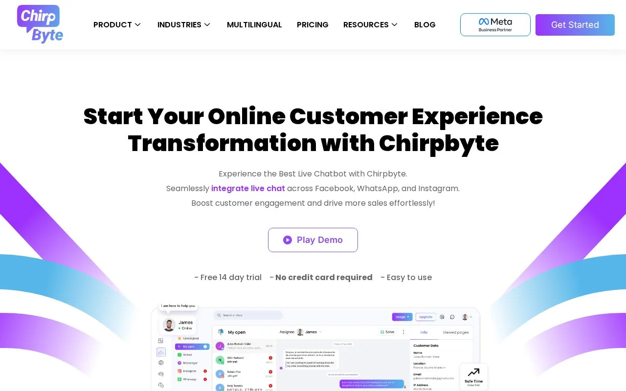 Screenshot of the Chirpbyte homepage