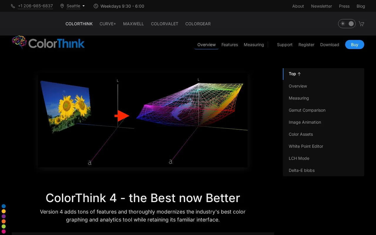 Screenshot of the ColorThink homepage