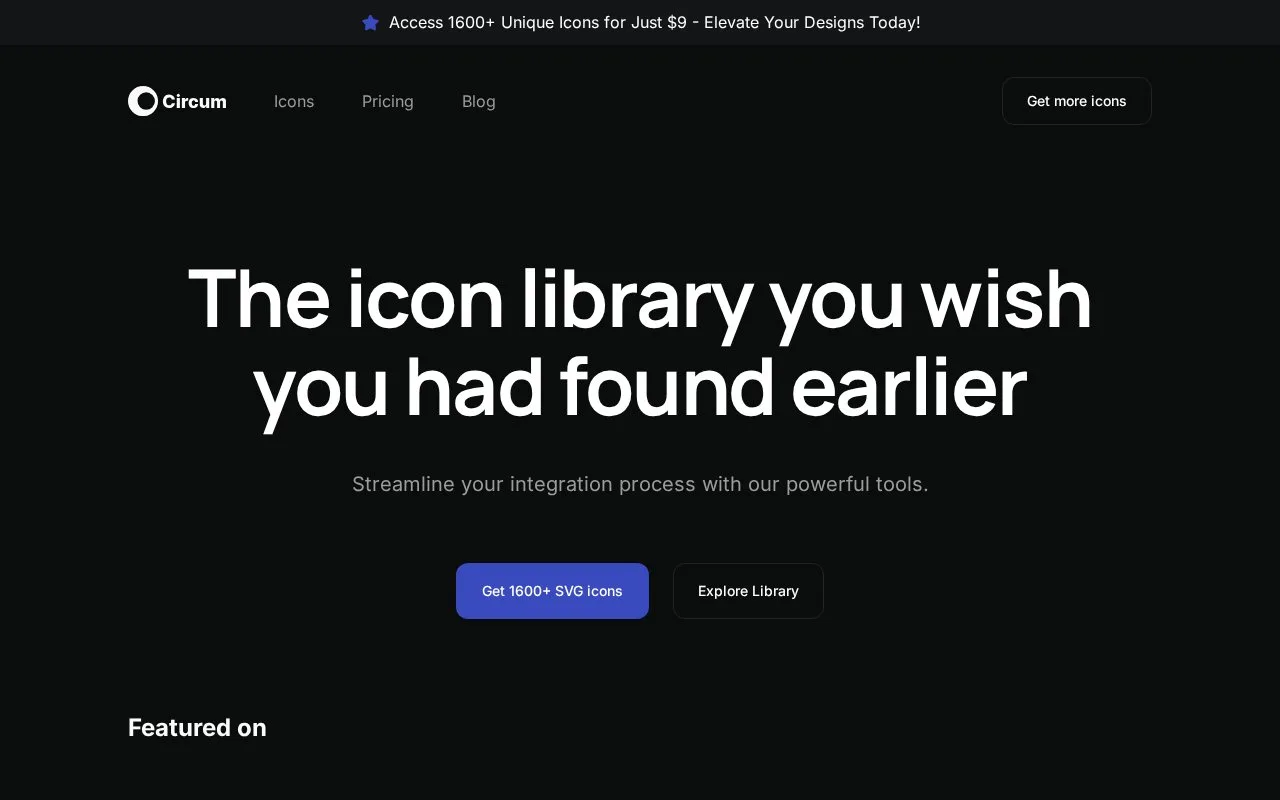 Screenshot of the Circum Icons homepage