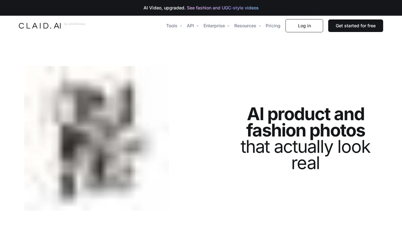 Screenshot of the Claid homepage