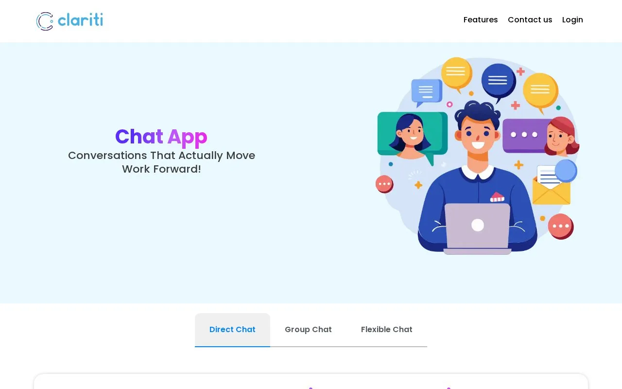 Screenshot of the Clariti homepage