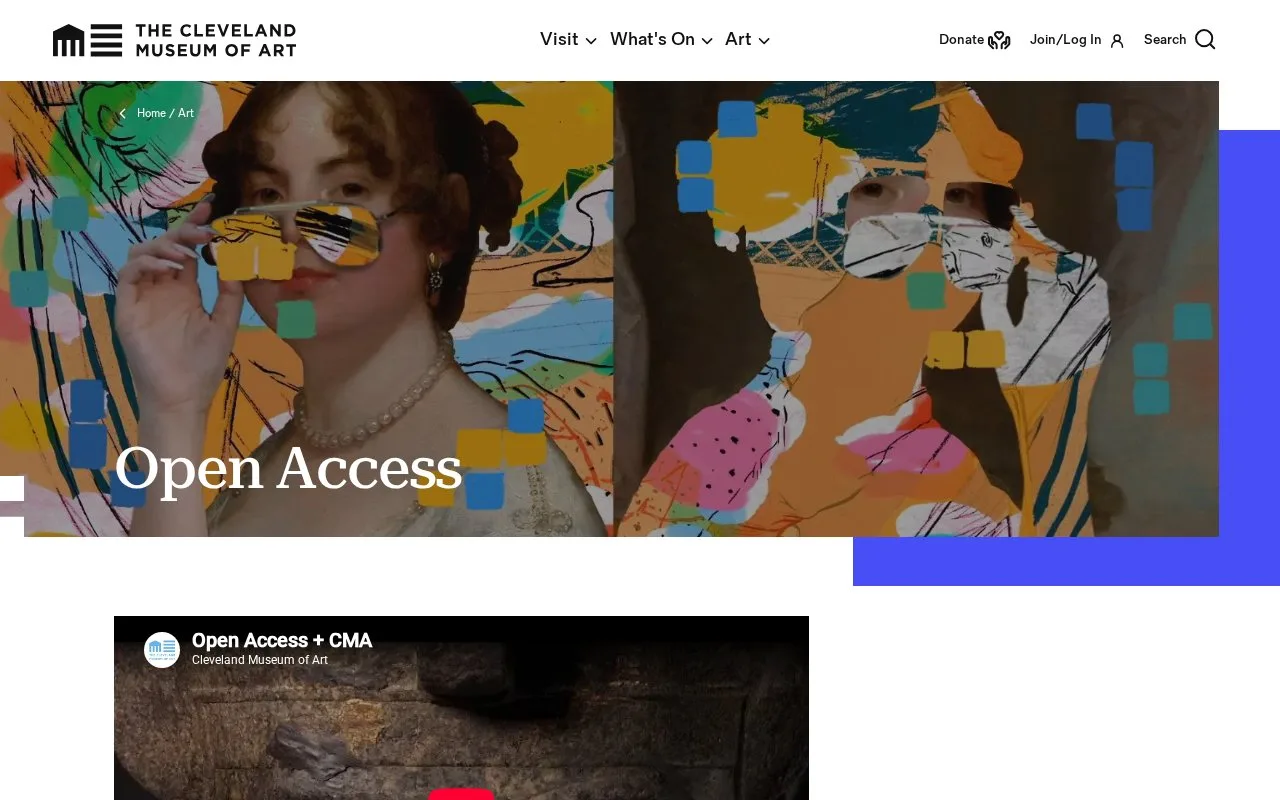 Screenshot of the Cleveland Museum of Art Open Access homepage