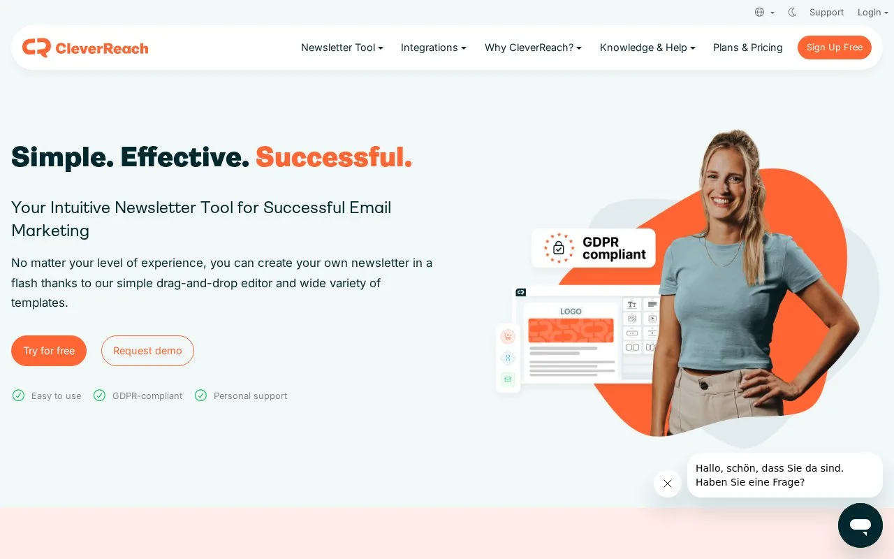 Screenshot of the CleverReach homepage