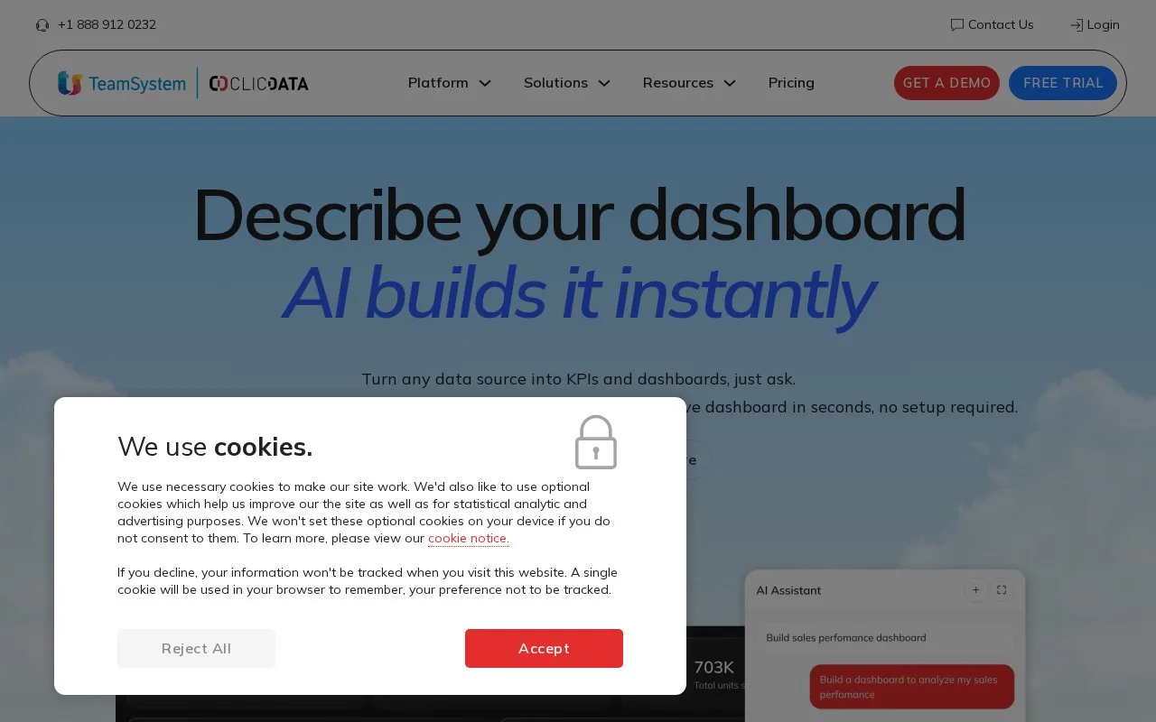 Screenshot of the ClicData homepage
