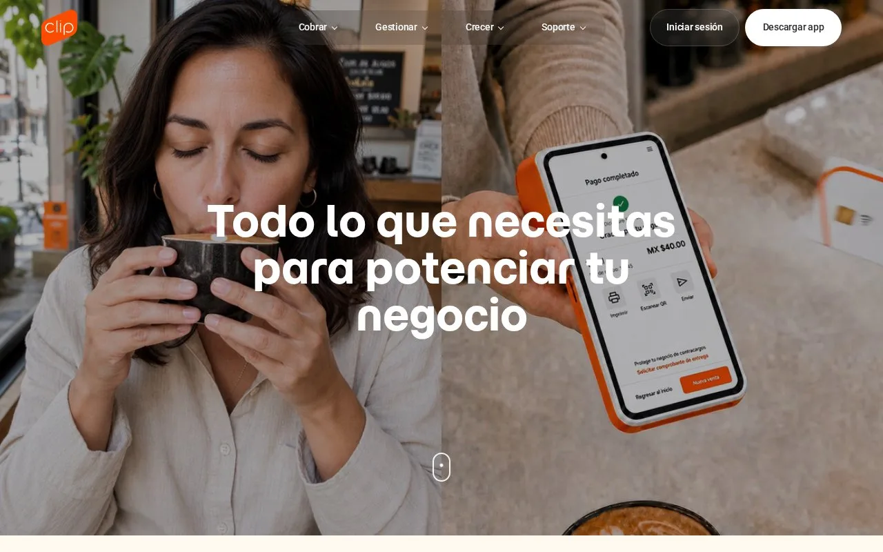 Screenshot of the Clip homepage