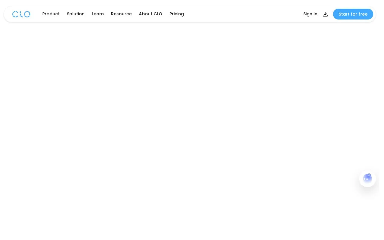 Screenshot of the CLO homepage