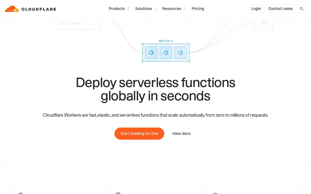Screenshot of the Cloudflare Workers homepage