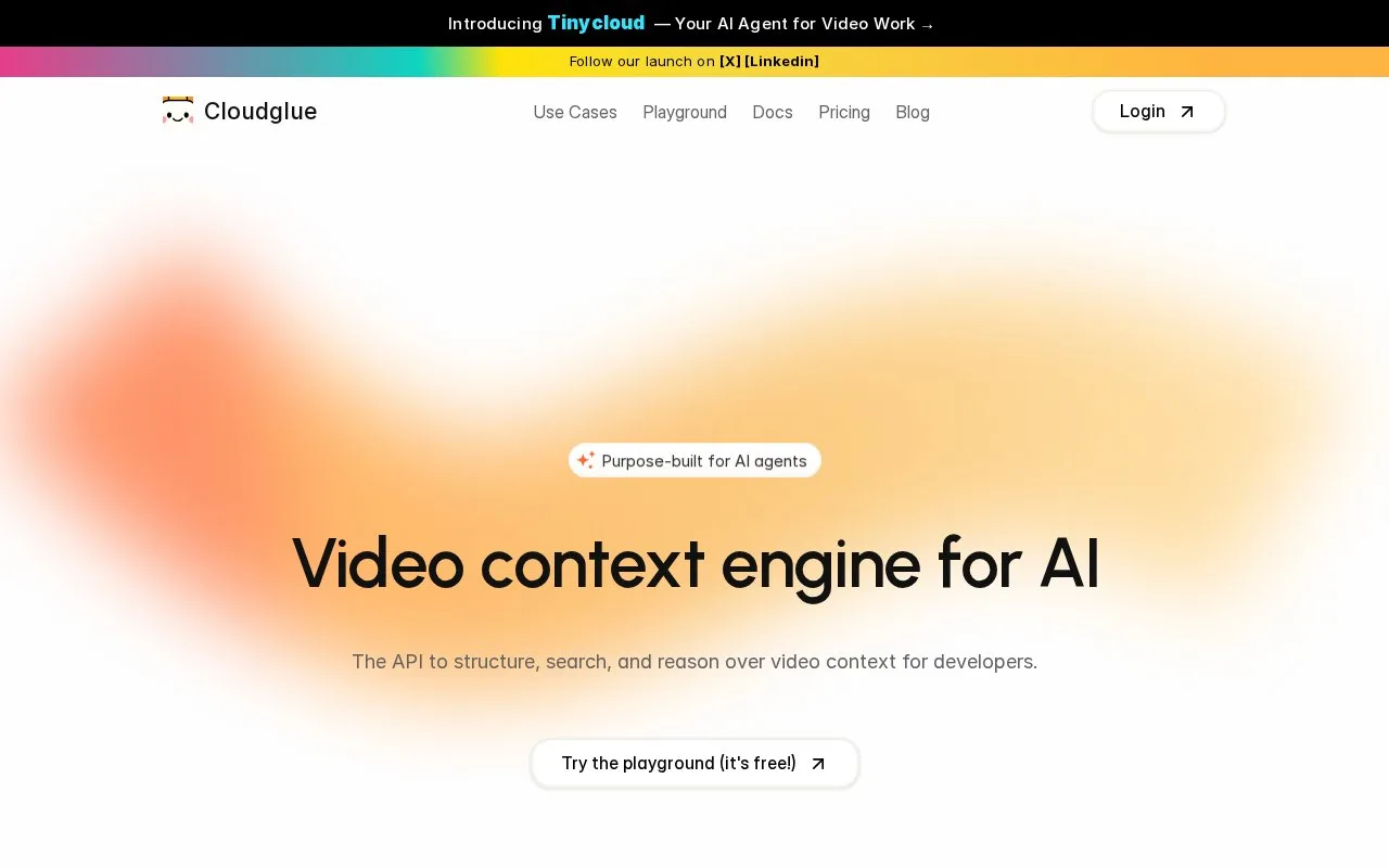 Screenshot of the Cloudglue homepage