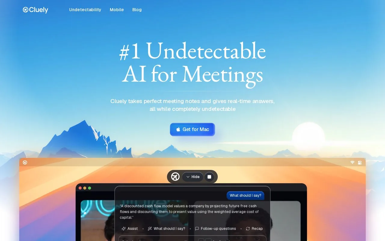 Screenshot of the Cluely homepage