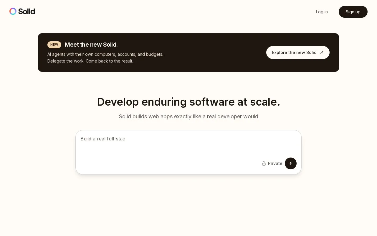 Screenshot of the Solid homepage